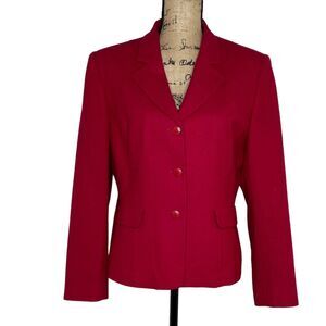 Vtg Pendleton Blazer Womens Sz 12‎ Red 100% Virgin Wool USA Damaged Craft READ
